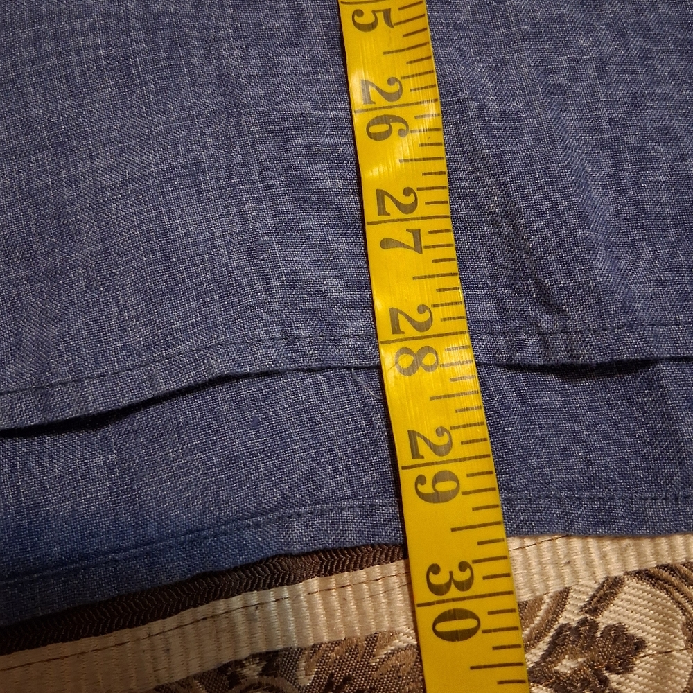 Eileen Fisher Classic Collar Shirt Organic Linen Chambray Blue SzM - Picture 9 of 16